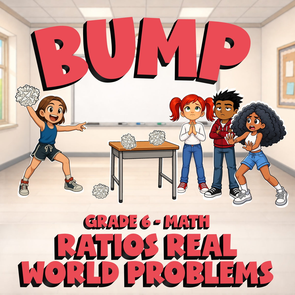 Ratios Real World Problems BUMP Math Game - No Prep Grade 6 Review Activity
