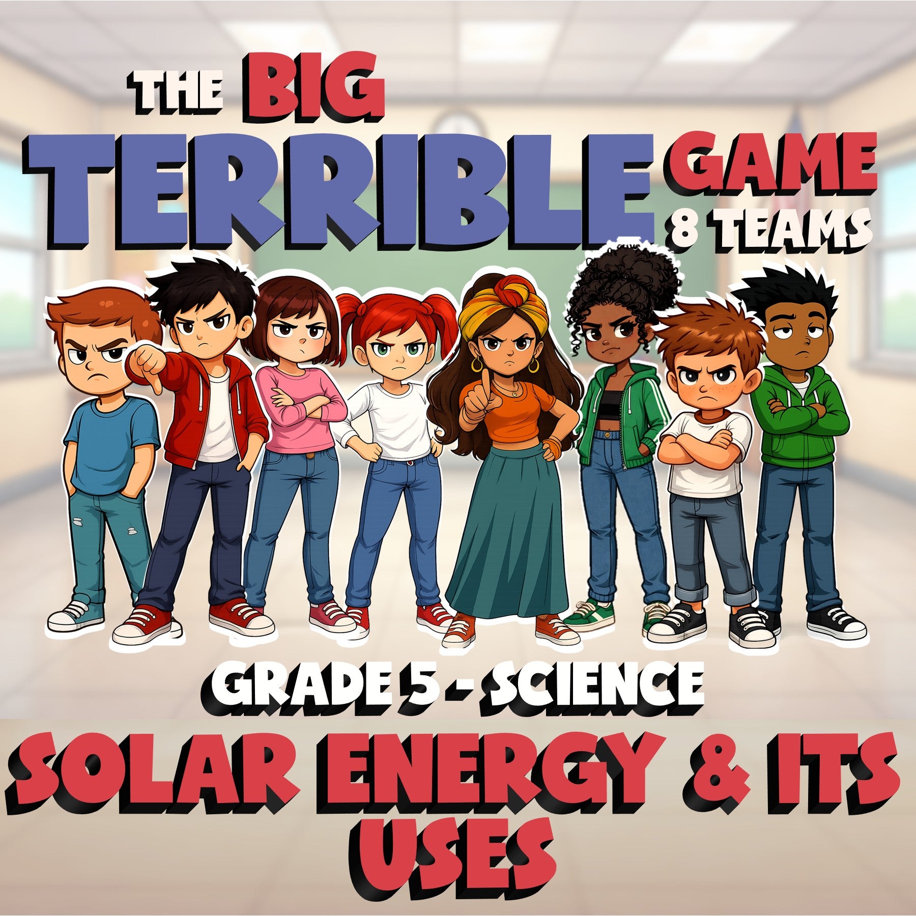 Solar Energy & Its Uses BIG TERRIBLE GAME - No Prep Grade 5 Science Review