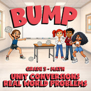 Unit Conversions Real World Problems BUMP Math Game - No Prep Grade 5 Review