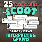Interpreting Graphs SCOOT TASK CARDS Science Game - No Prep Grade 6 Review