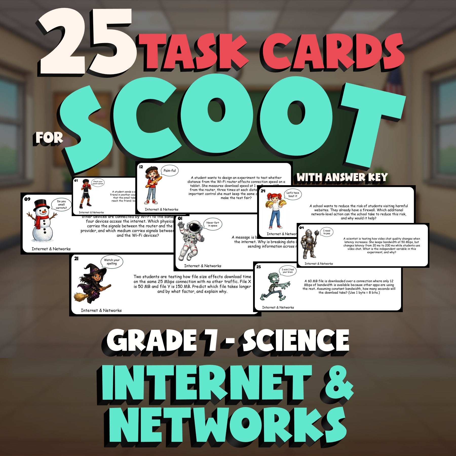 Internet & Networks SCOOT TASK CARDS Science Game - No Prep Grade 7 Review