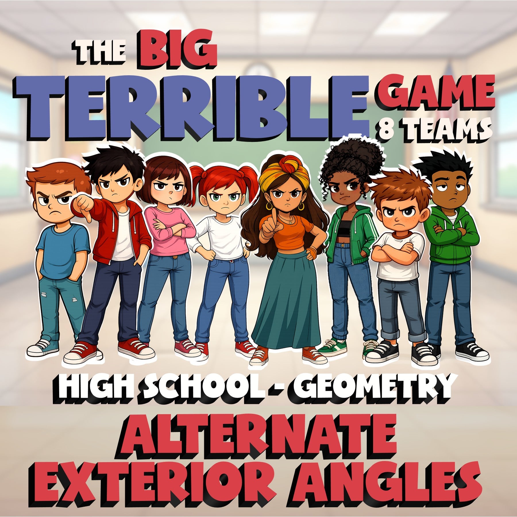 Alternate Exterior Angles BIG TERRIBLE GAME - No Prep Geometry Math Review