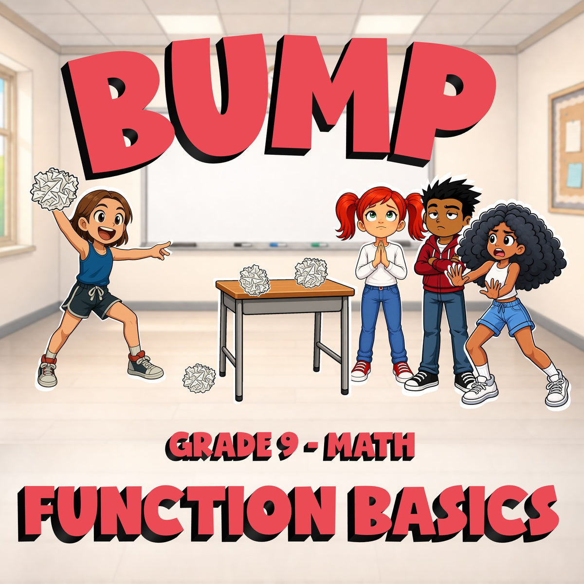 Function Basics BUMP Math Game - No Prep Grade 9 Review Activity