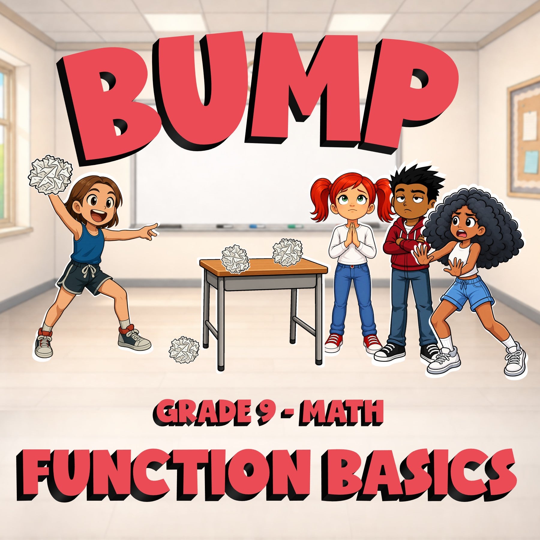 Function Basics BUMP Math Game - No Prep Grade 9 Review Activity
