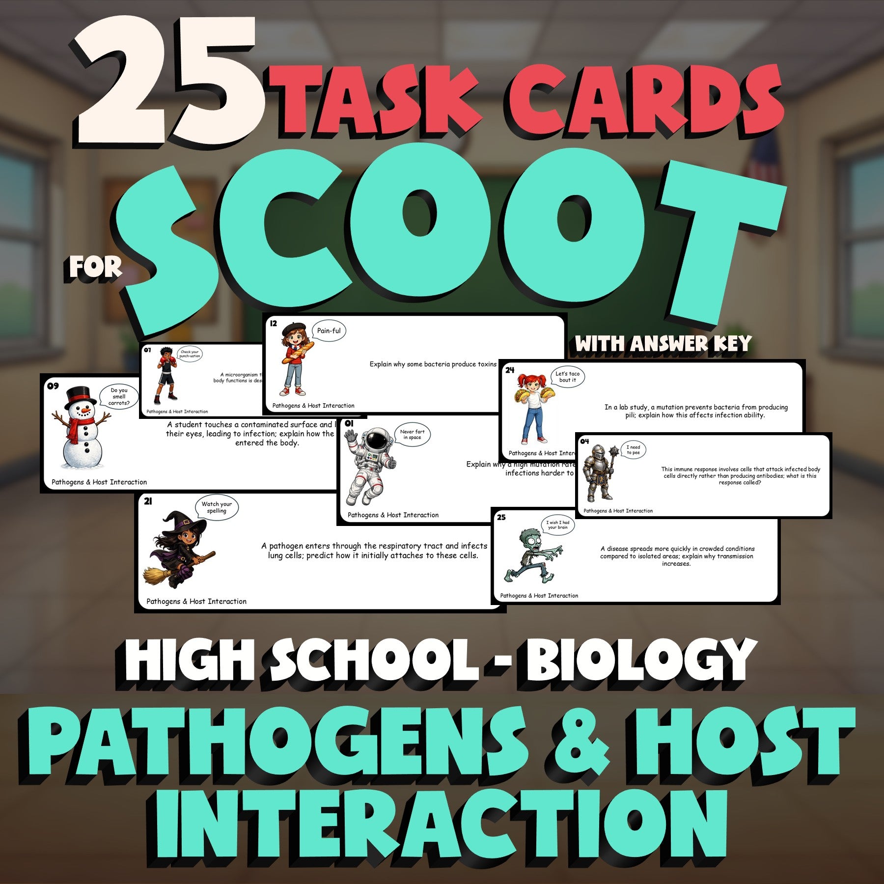 Pathogens & Host Interaction SCOOT TASK CARDS Science Game - No Prep Biology