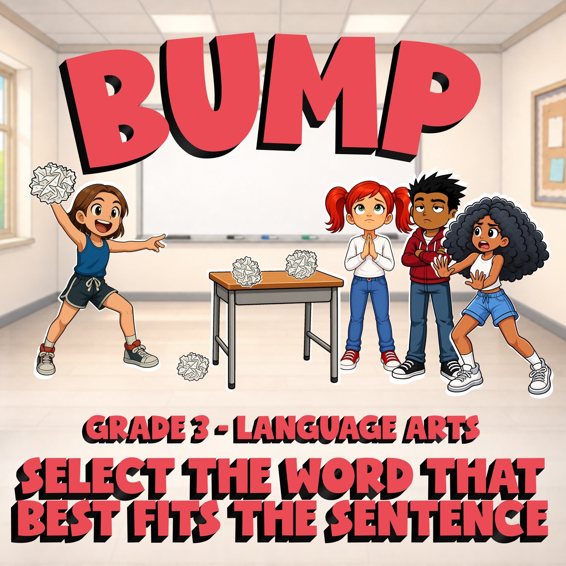 Select the Word That Best Fits the Sentence BUMP ELA Game - No Prep Grade 3