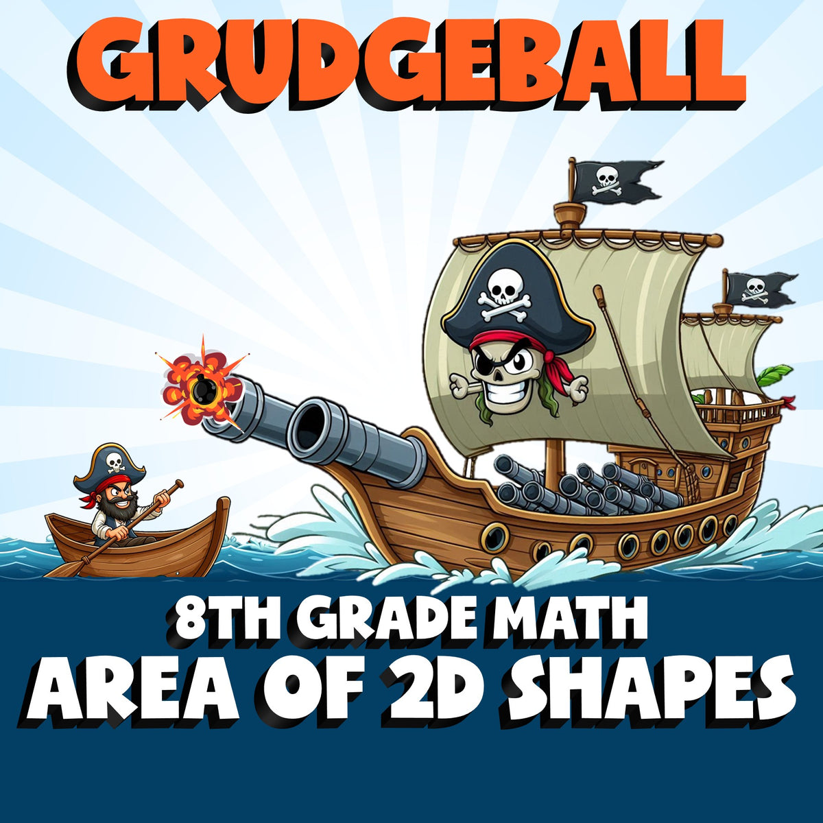 Area of 2D Shapes GRUDGEBALL Math Game - No Prep Grade 8 Review Activity