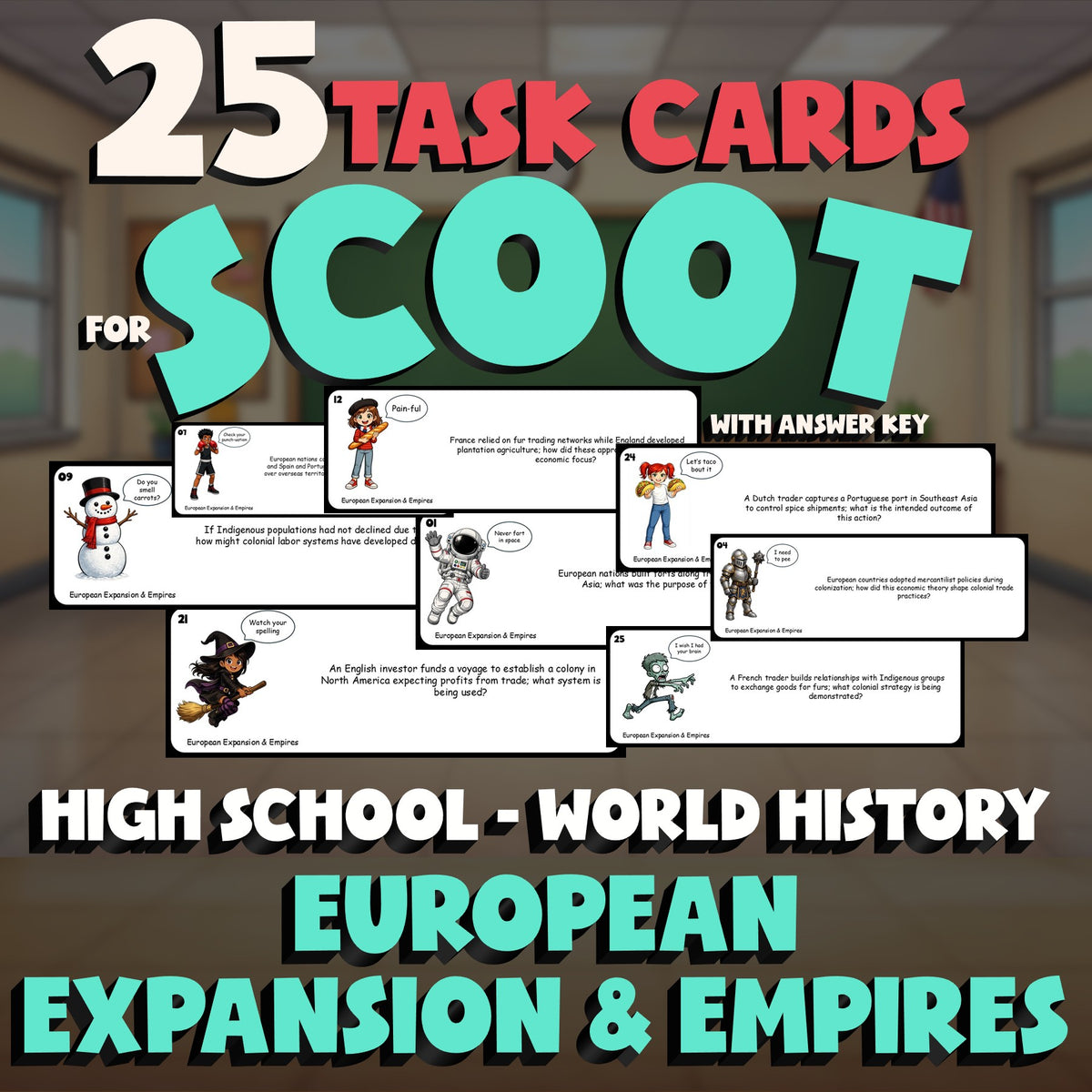 European Expansion & Empires SCOOT TASK CARDS Game - No Prep World History