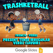 Present tense irregular verbs (savoir) TRASHKETBALL French Game - No Prep