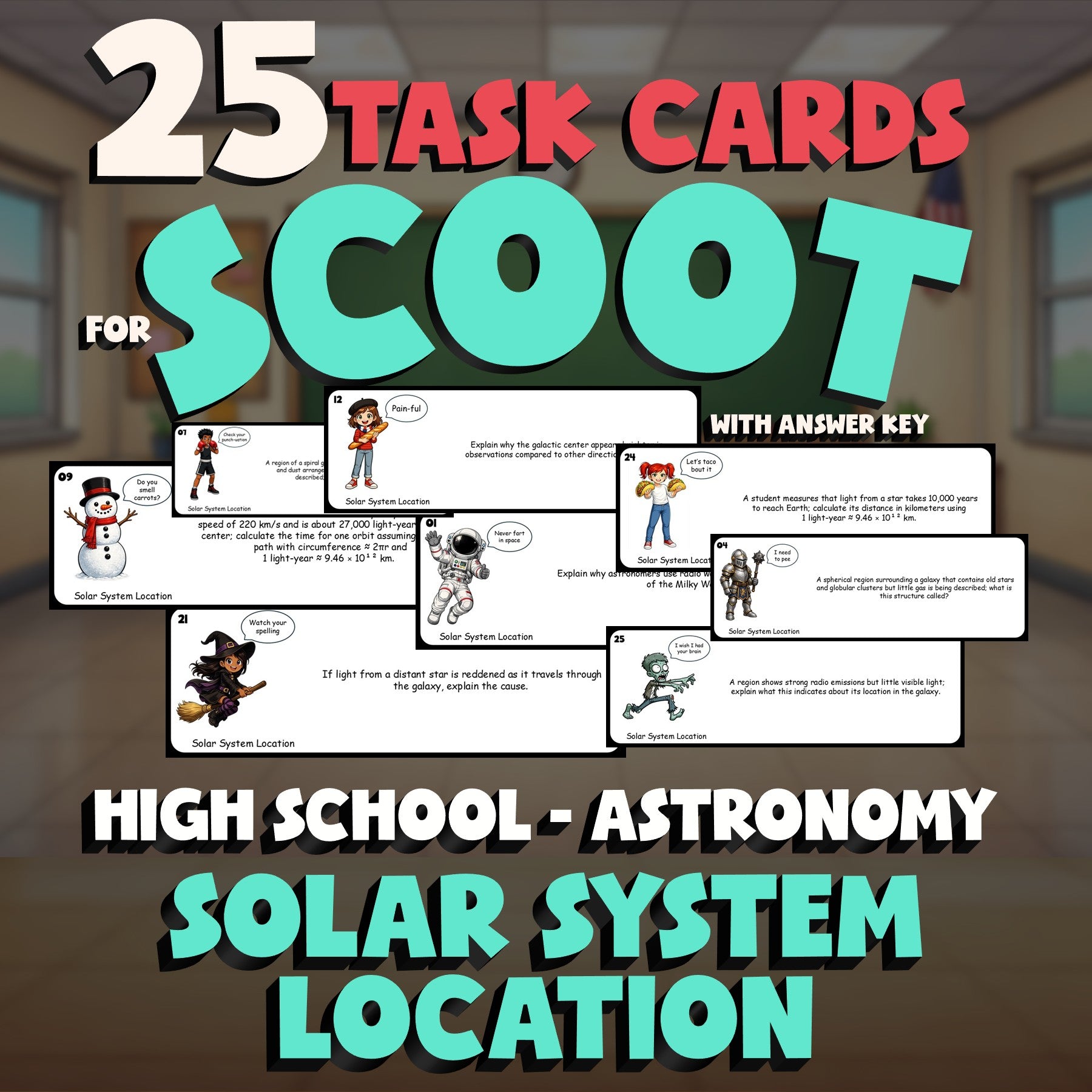 Solar System Location SCOOT TASK CARDS Science Game - No Prep Astronomy Review