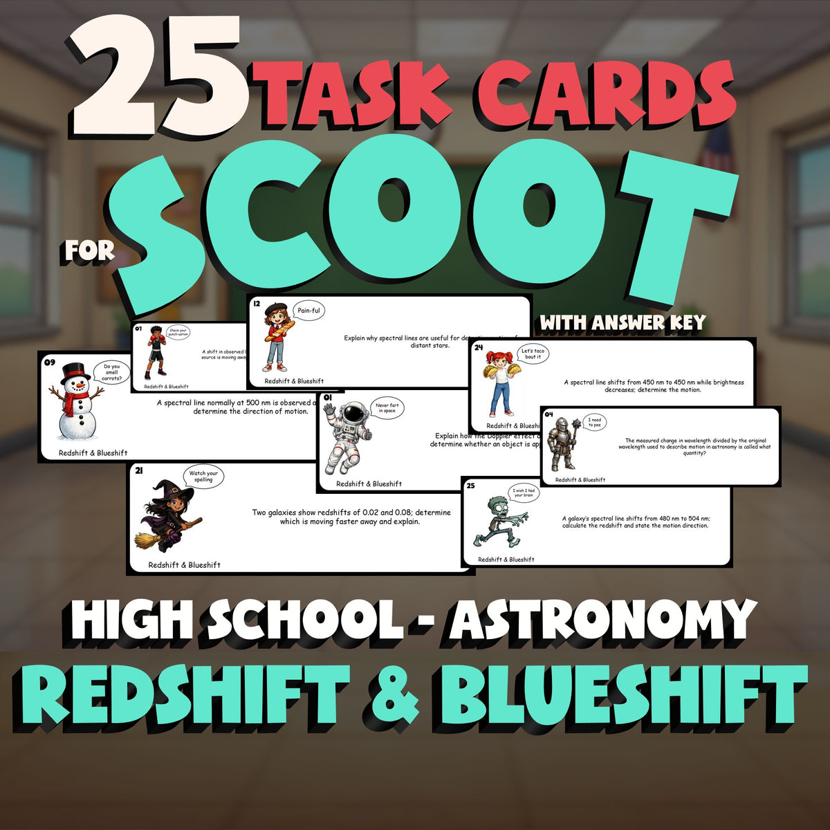 Redshift & Blueshift SCOOT TASK CARDS Science Game - No Prep Astronomy Review