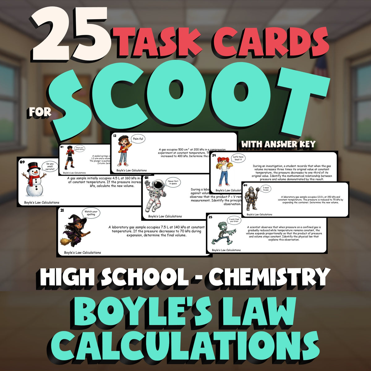Boyle’s Law Calculations SCOOT TASK CARDS Science Game - No Prep Chemistry