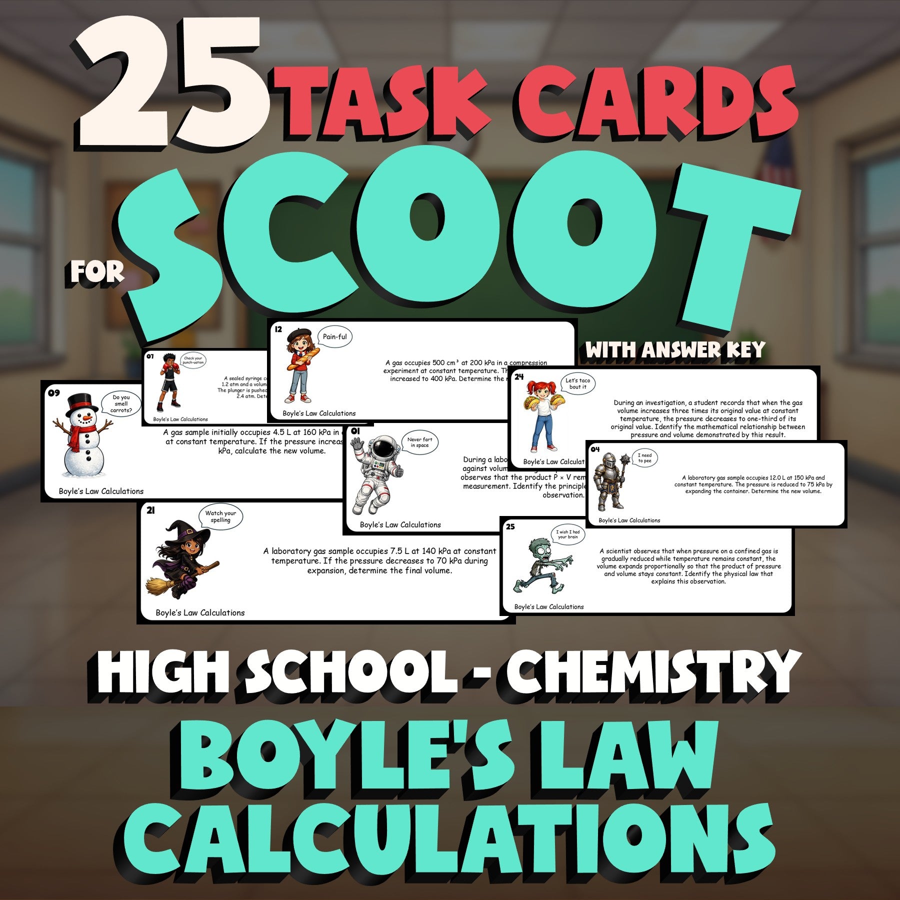 Boyle’s Law Calculations SCOOT TASK CARDS Science Game - No Prep Chemistry