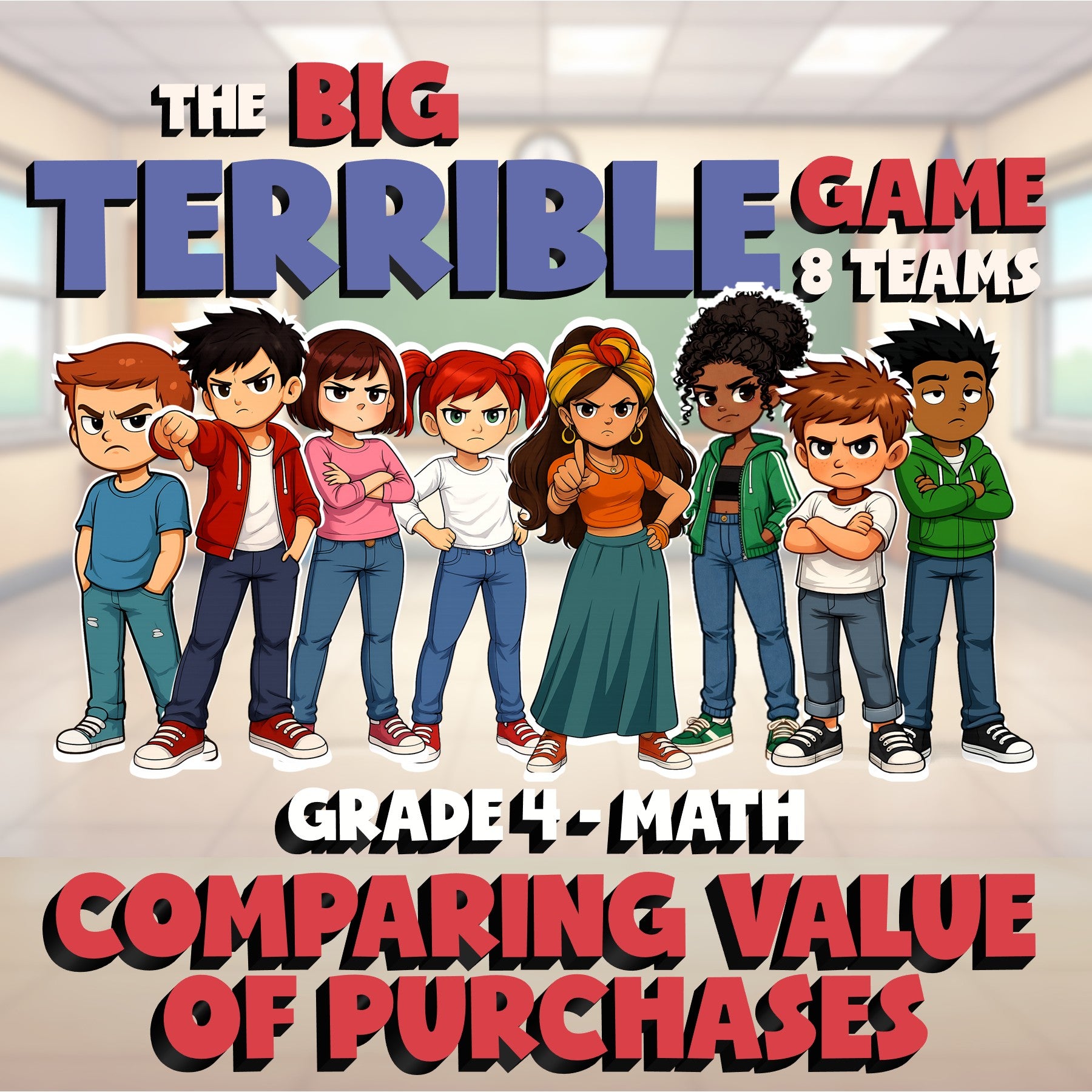 Comparing Value of Purchases BIG TERRIBLE GAME - No Prep Grade 4 Math Review