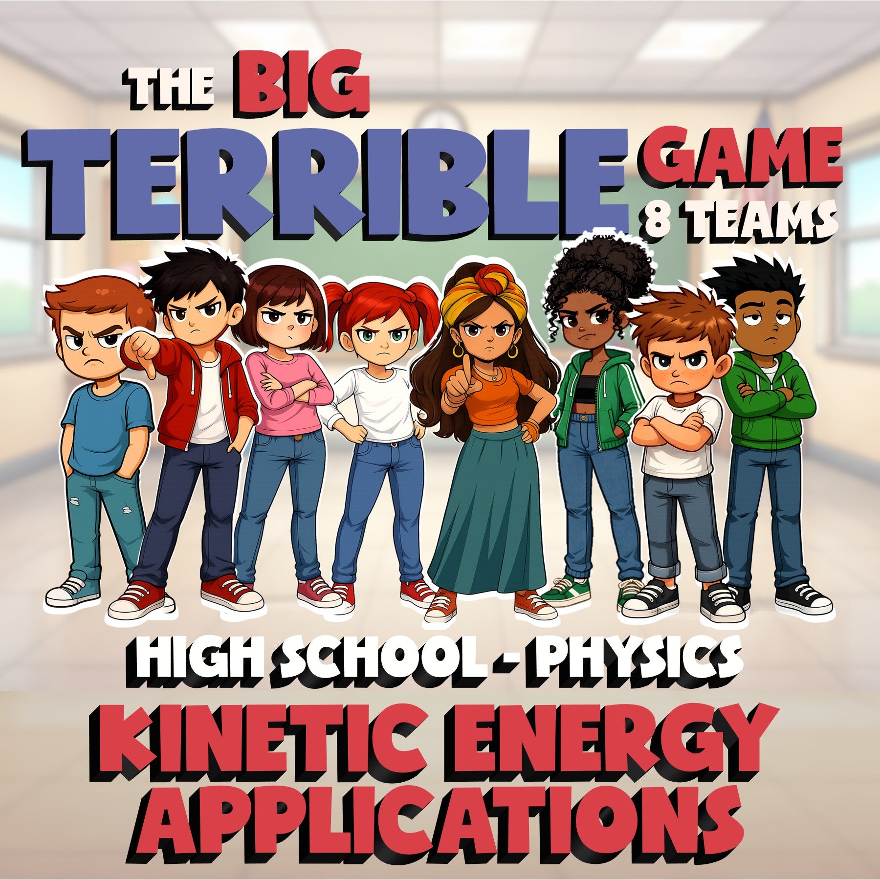 Kinetic Energy Applications BIG TERRIBLE GAME - No Prep Physics Science Review