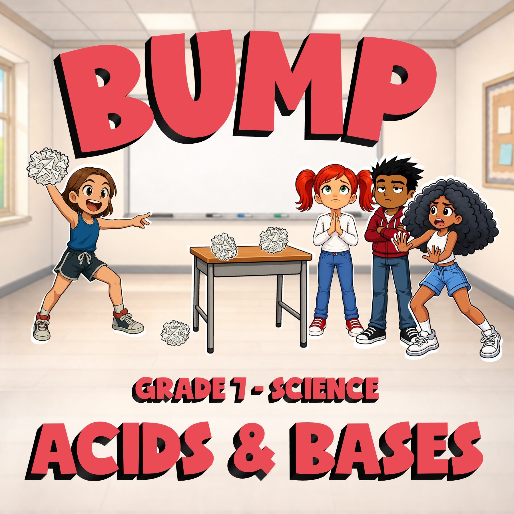 Acids & Bases BUMP Science Game - No Prep Grade 7 Review Activity