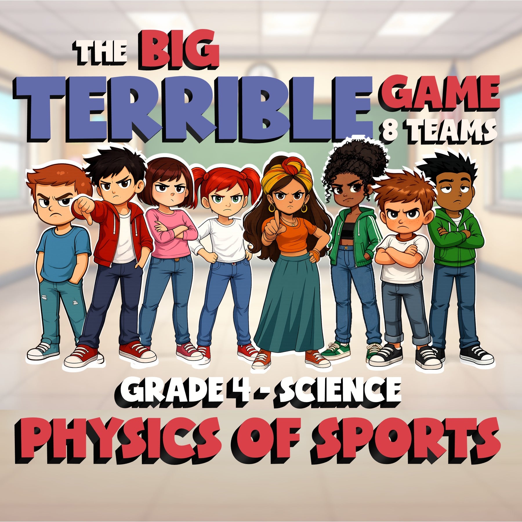 Physics of Sports BIG TERRIBLE GAME - No Prep Grade 4 Science Review Activity