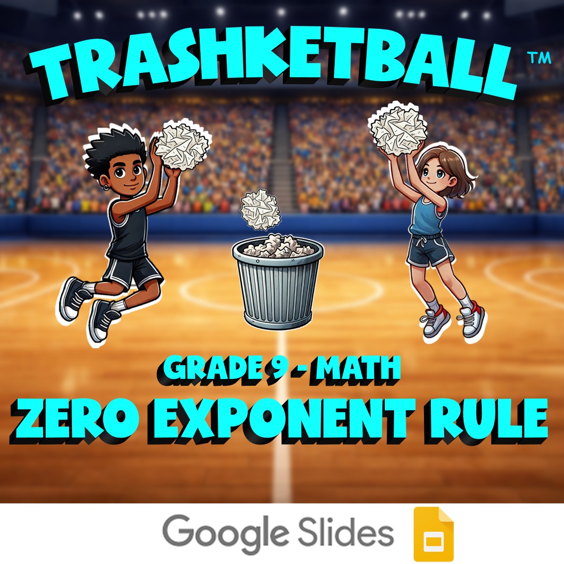Zero Exponent Rule TRASHKETBALL Math Game - No Prep Grade 9 Review Activity