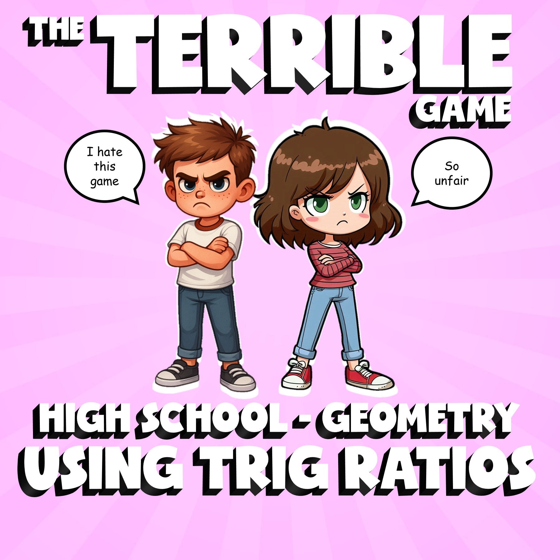 Using Trig Ratios THE TERRIBLE GAME - No Prep Geometry Math Review Activity