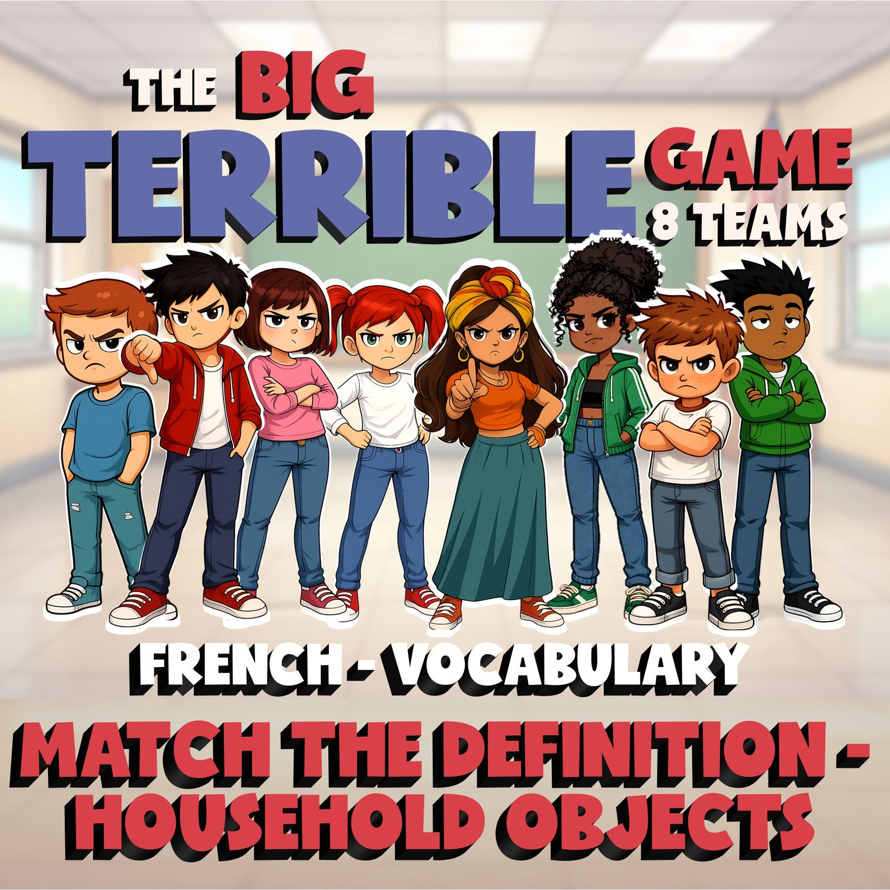 Match the Definition - Household Objects BIG TERRIBLE GAME - French Exercise
