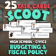 Budgeting & Fiscal Policy SCOOT TASK CARDS Civics Game - No Prep Review Activity