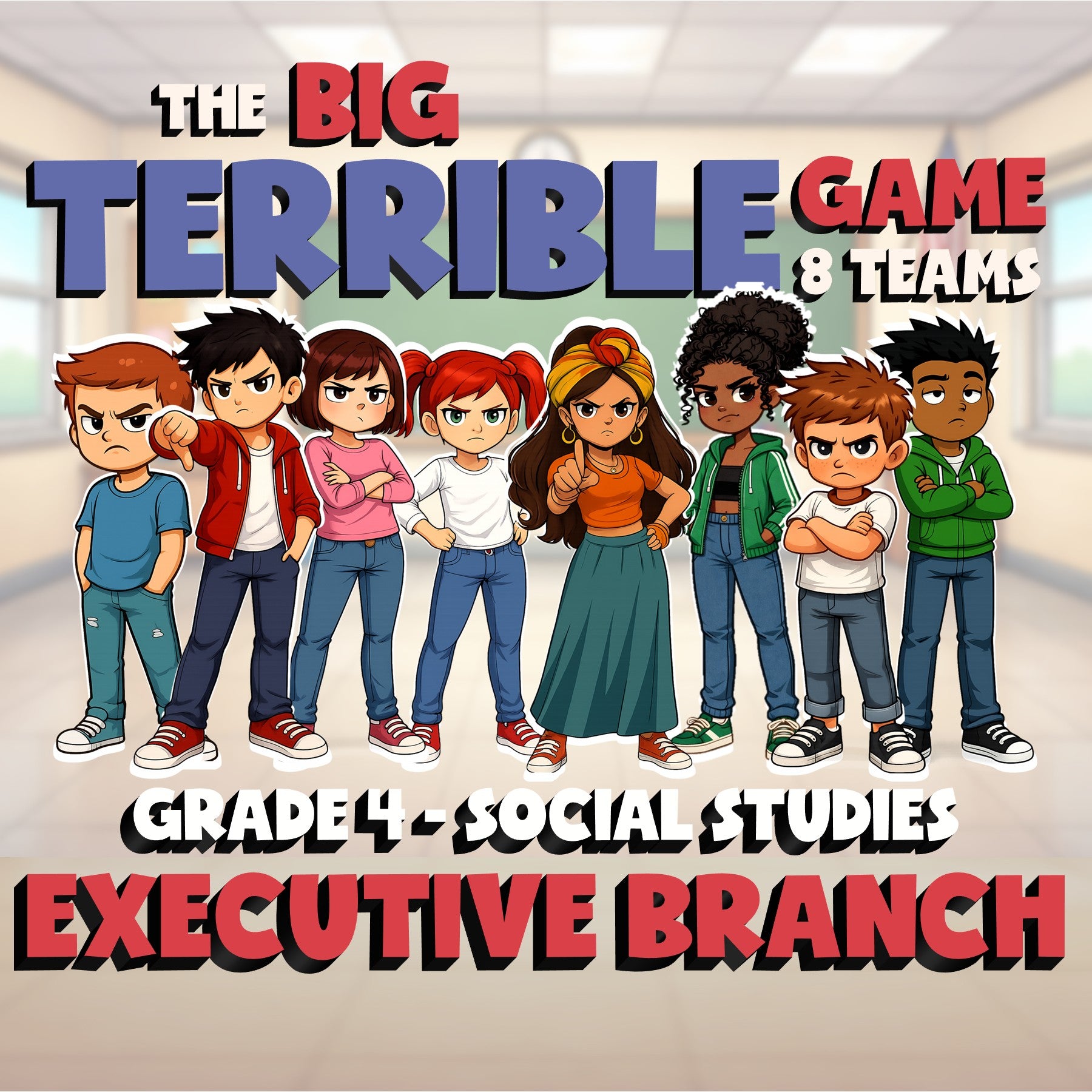 Executive Branch BIG TERRIBLE GAME - No Prep Grade 4 Socials Review Activity