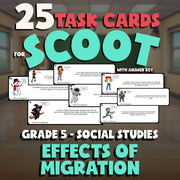 Effects of Migration SCOOT TASK CARDS Socials Game - No Prep Grade 5 Review