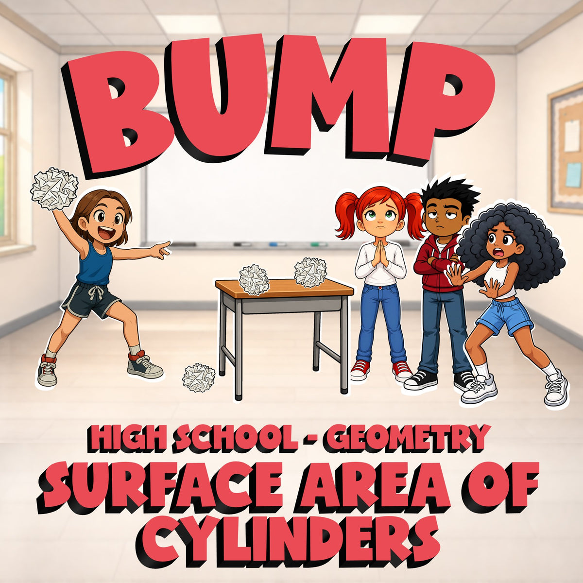 Surface Area of Cylinders BUMP Math Game - No Prep Geometry Review Activity