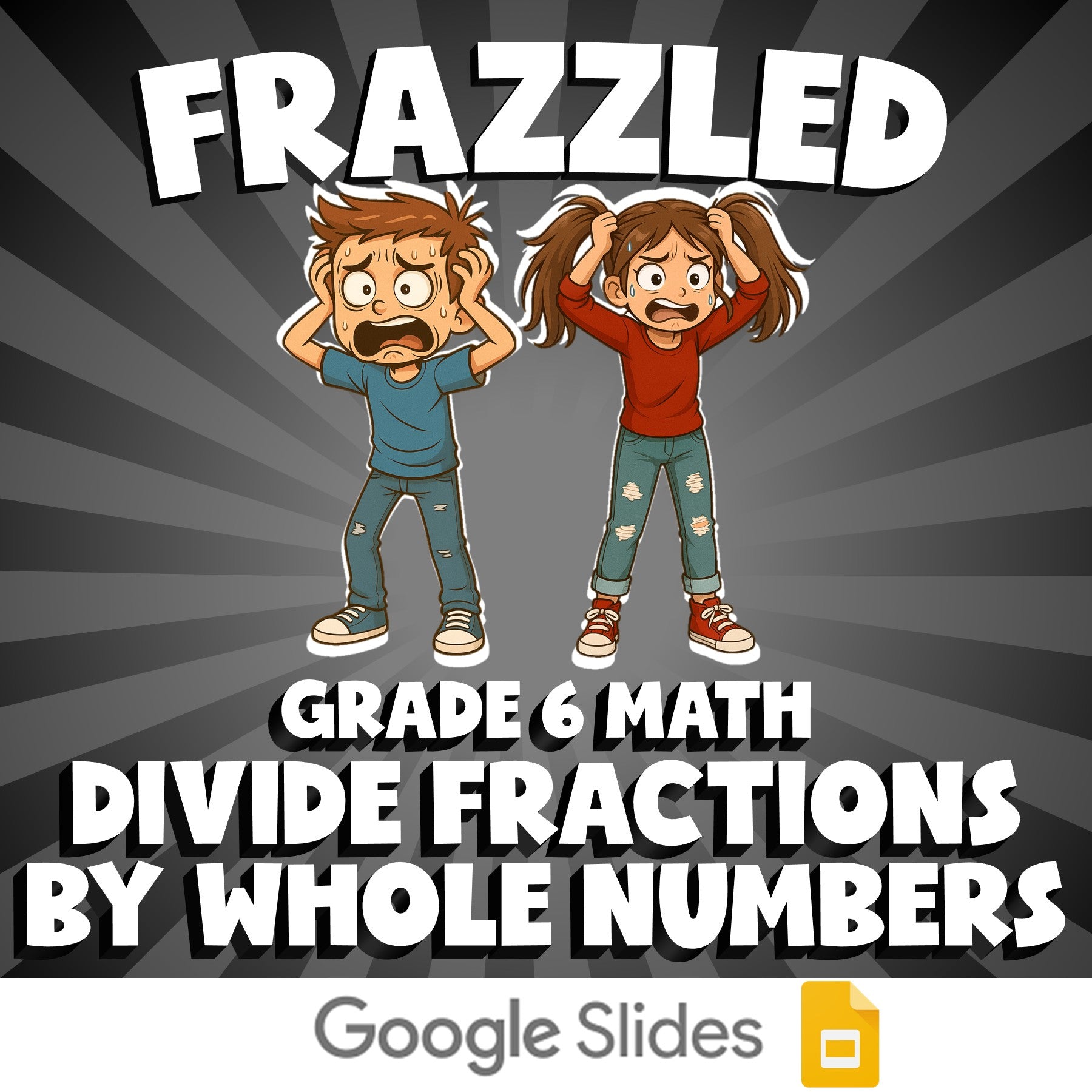 Divide Fractions by Whole Numbers FRAZZLED Math Game - No Prep Grade 6 Review