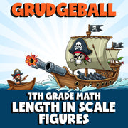Length in Scale Figures GRUDGEBALL Math Game - No Prep Grade 7 Review Activity