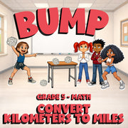 Convert Kilometers to Miles BUMP Math Game - No Prep Grade 5 Review Activity