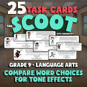 Compare Word Choices for Tone Effects SCOOT TASK CARDS ELA Game - Grade 9