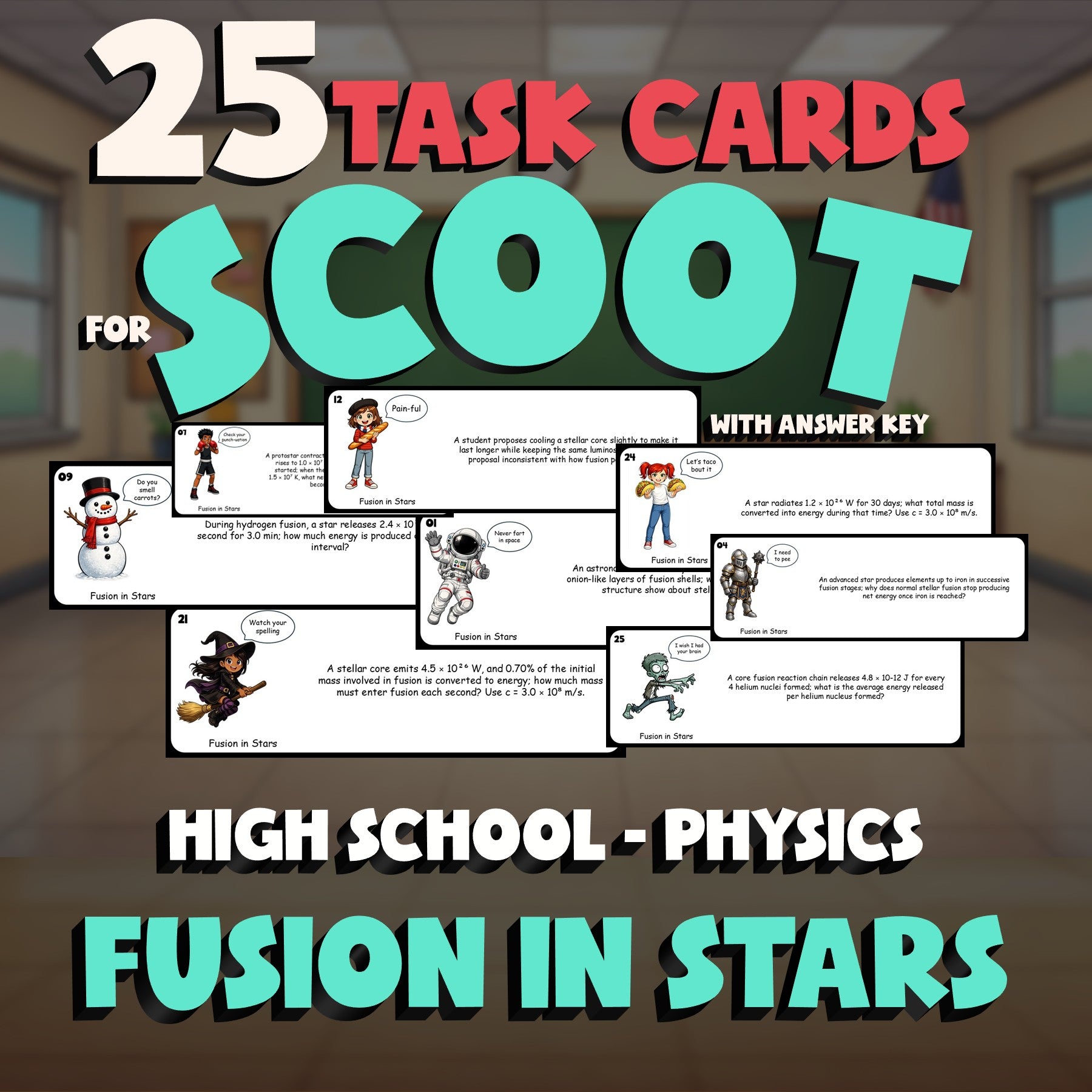 Fusion in Stars SCOOT TASK CARDS Science Game - No Prep Physics Review Activity