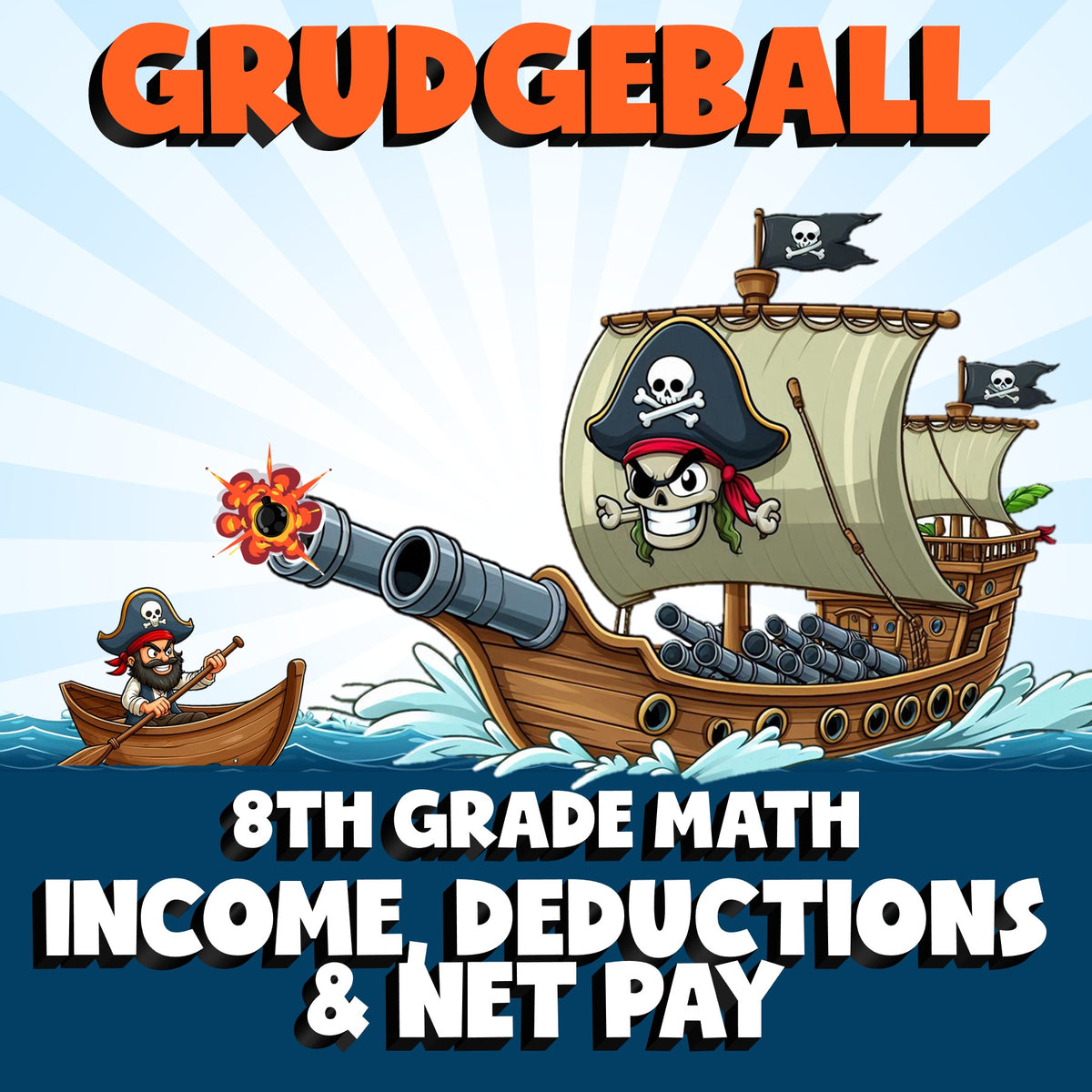Income, Deductions & Net Pay GRUDGEBALL Math Game - No Prep Grade 8 Review