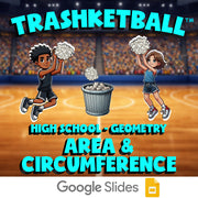 Area & Circumference TRASHKETBALL Math Game - No Prep Geometry Review Activity