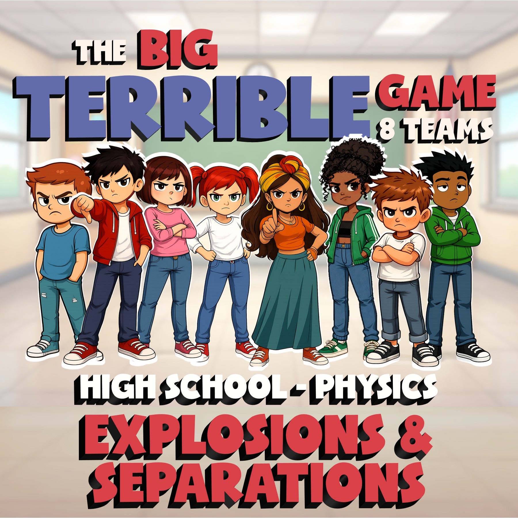 Explosions & Separations BIG TERRIBLE GAME - No Prep Physics Science Review