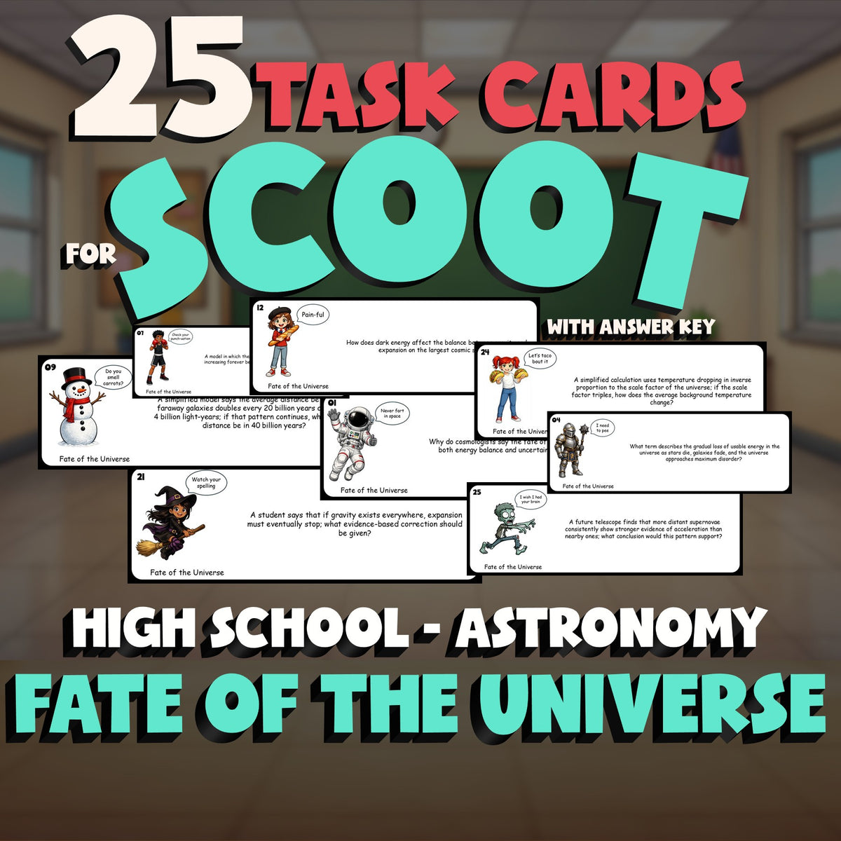 Fate of the Universe SCOOT TASK CARDS Science Game - No Prep Astronomy Review