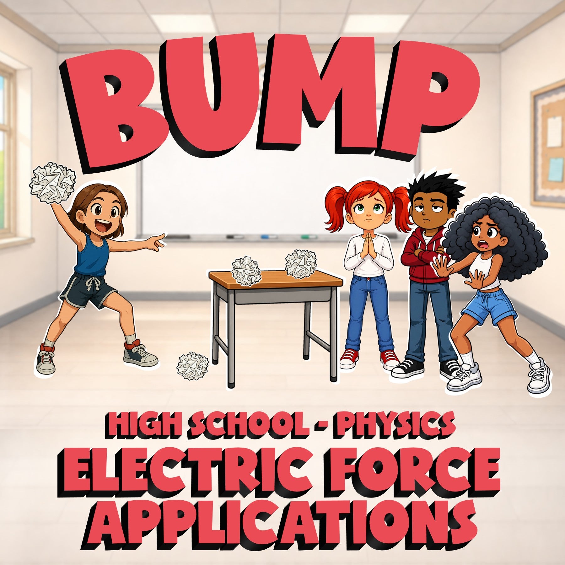 Electric Force Applications BUMP Science Game - No Prep Physics Review Activity