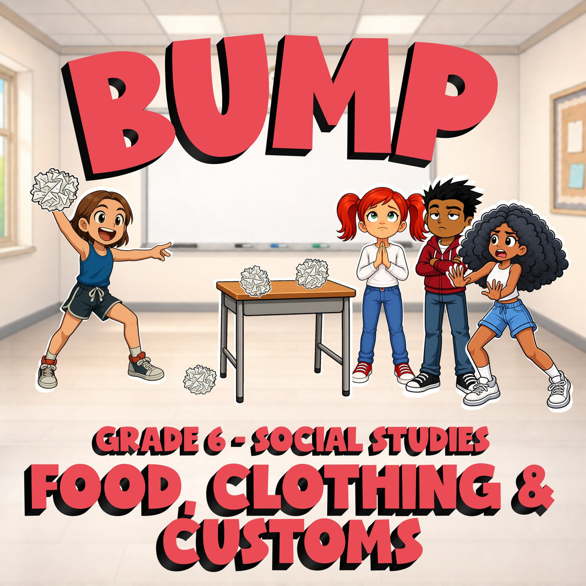 Food, Clothing & Customs BUMP Socials Game - No Prep Grade 6 Review Activity