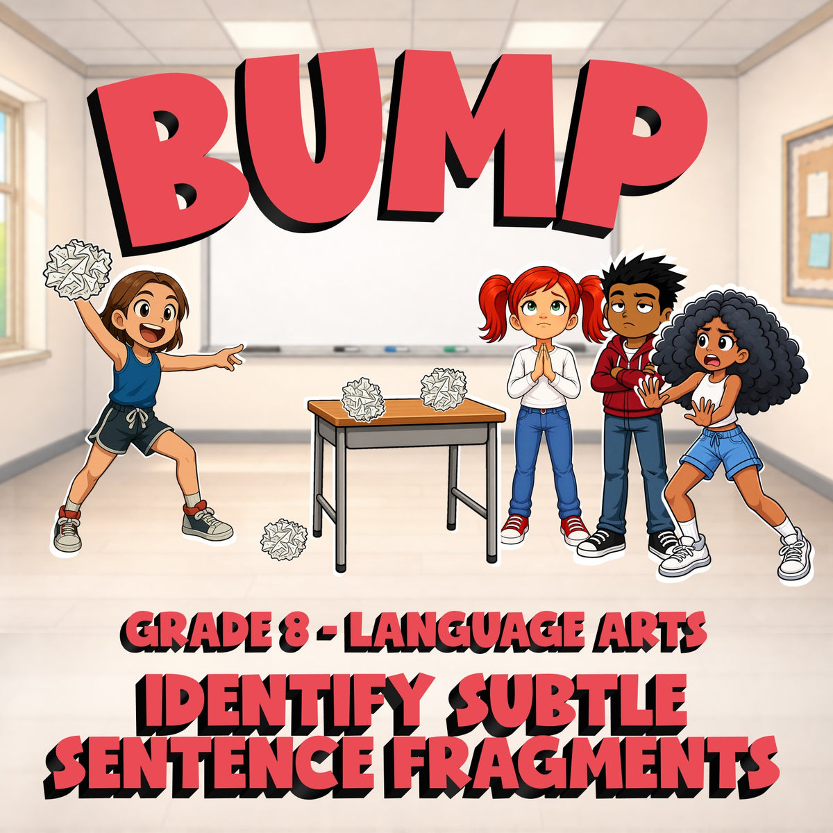 Identify Subtle Sentence Fragments BUMP ELA Game - No Prep Grade 8 Review