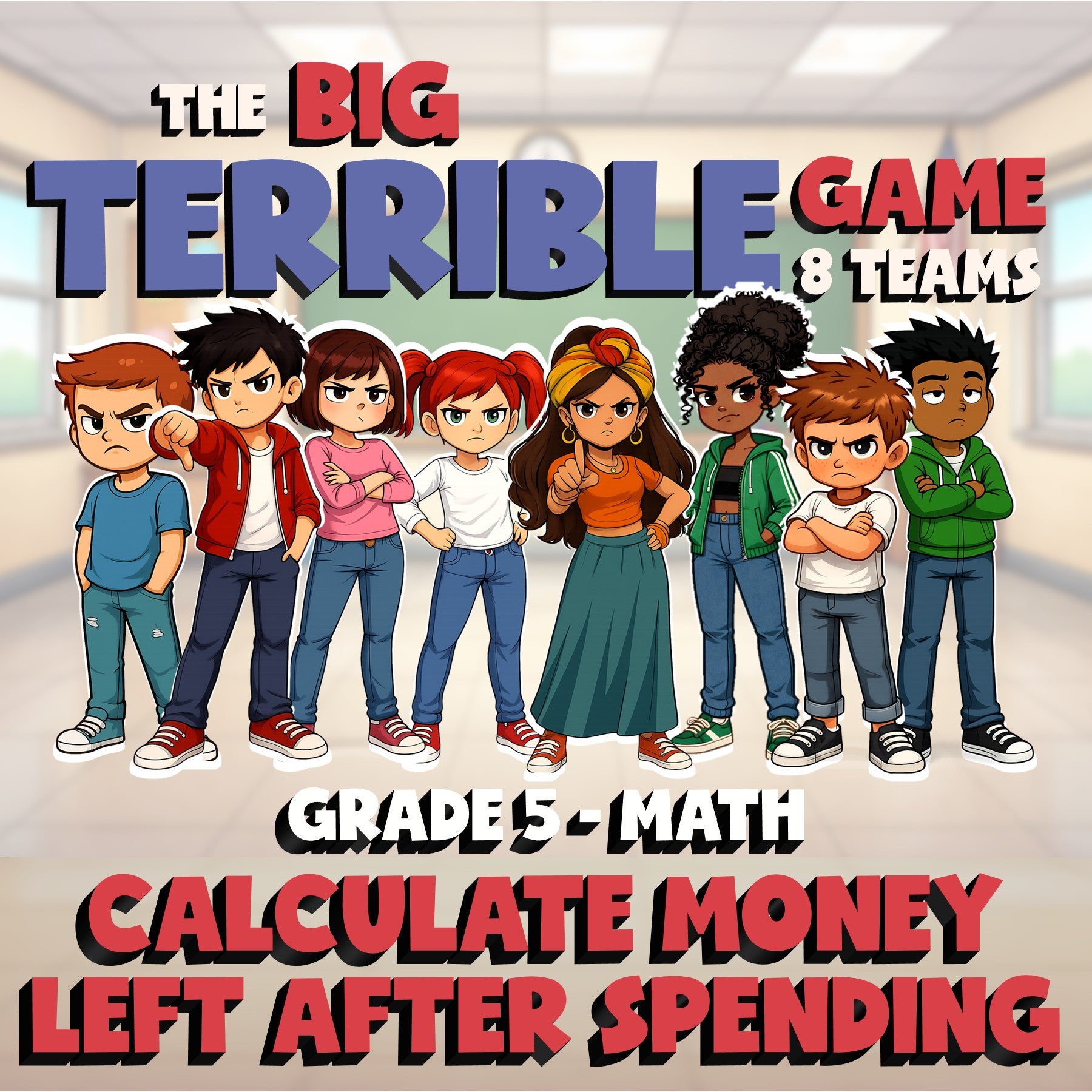Calculate Money Left After Spending BIG TERRIBLE GAME - Grade 5 Math Review