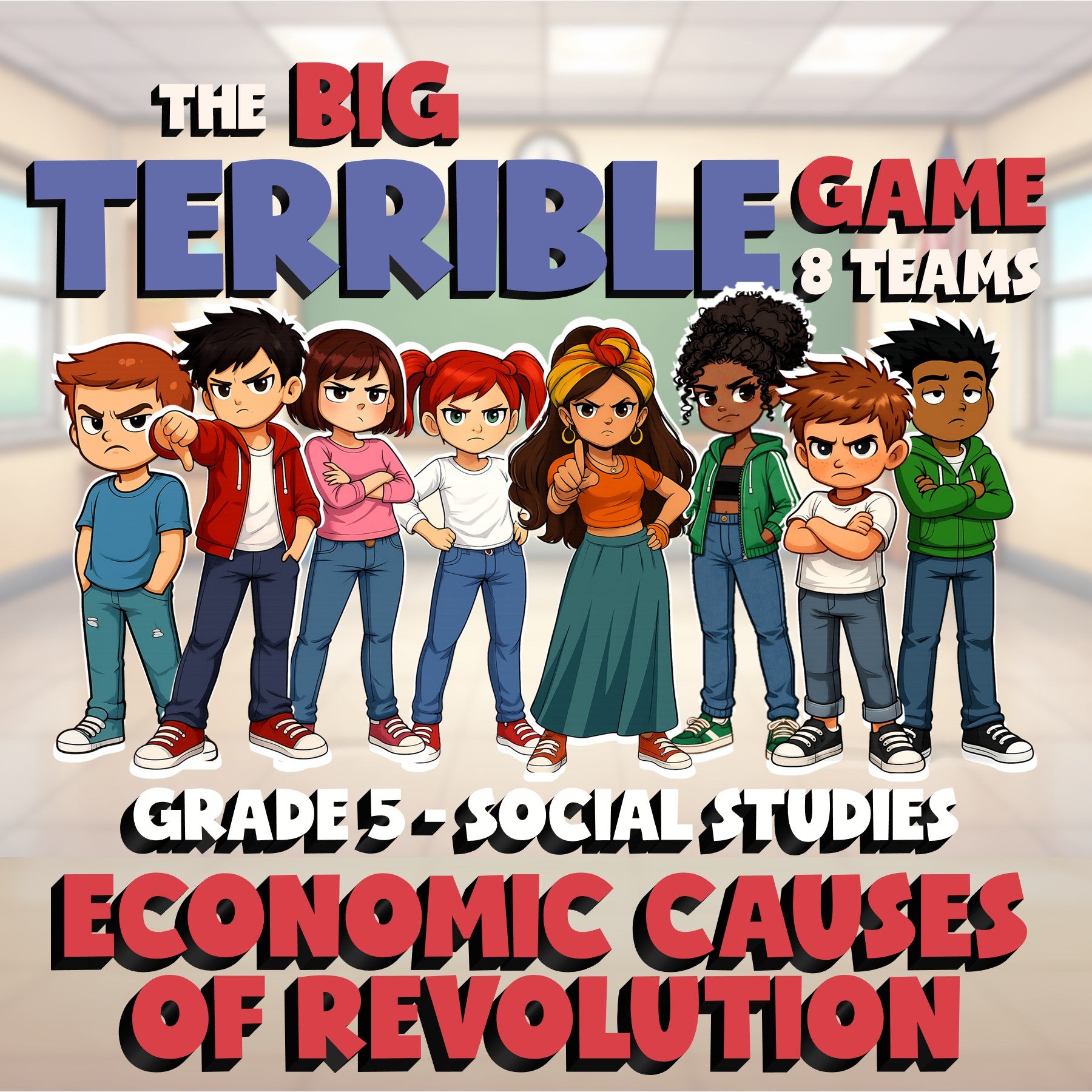 Economic Causes of Revolution BIG TERRIBLE GAME - No Prep Grade 5 Socials Review