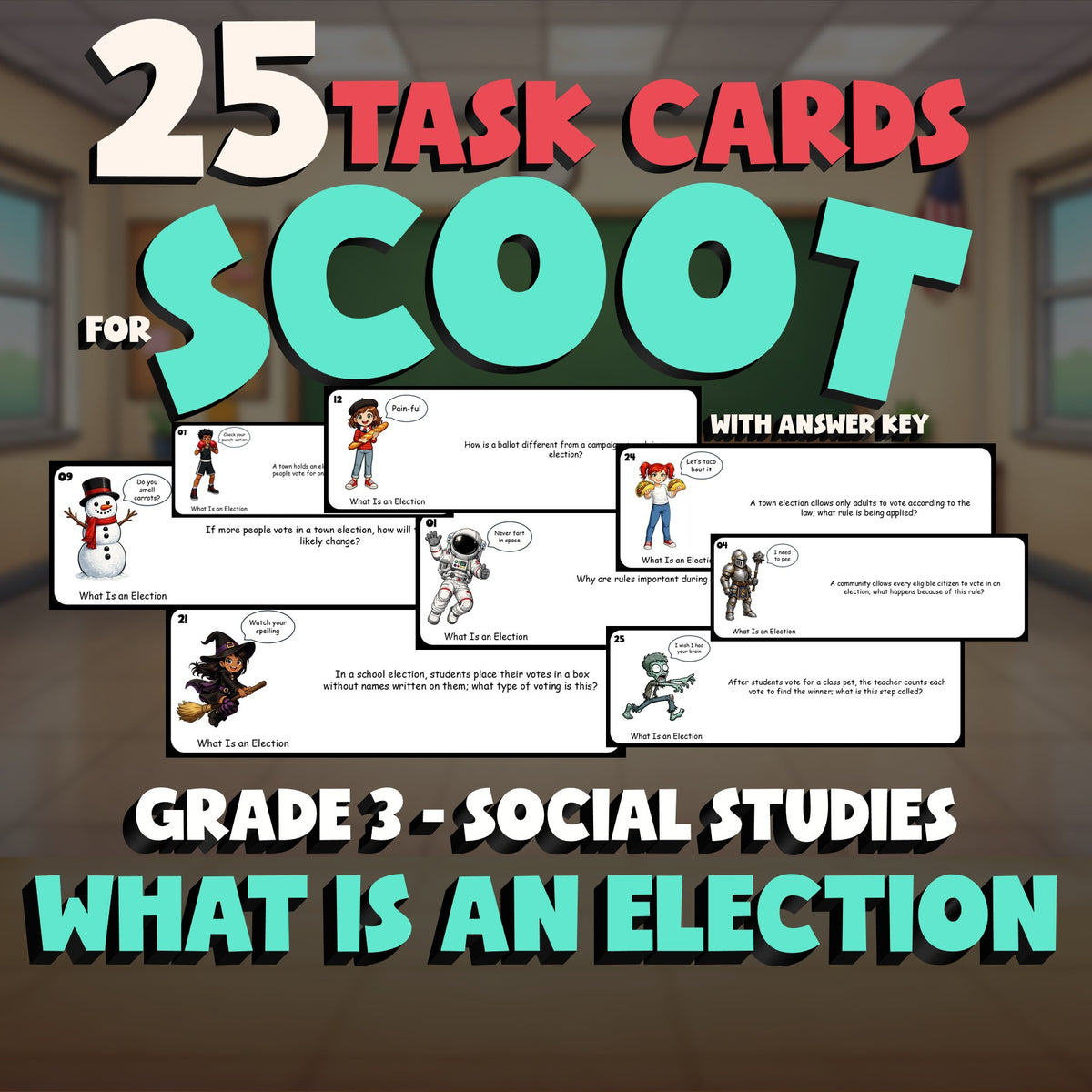 What Is an Election SCOOT TASK CARDS Socials Game - No Prep Grade 3 Review