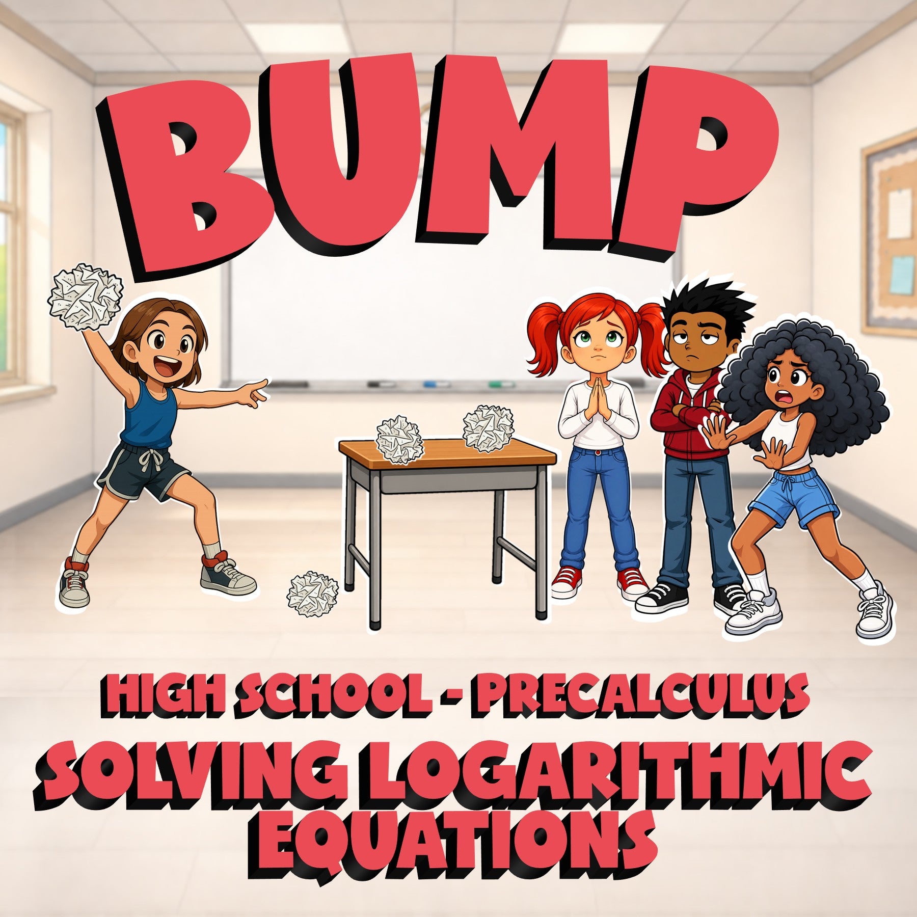 Solving Logarithmic Equations BUMP Math Game - No Prep PreCalculus Review