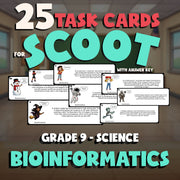 Bioinformatics SCOOT TASK CARDS Science Game - No Prep Grade 9 Review Activity