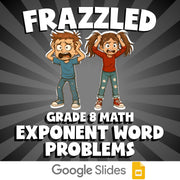 Exponent Word Problems FRAZZLED Math Game - No Prep Grade 8 Review Activity