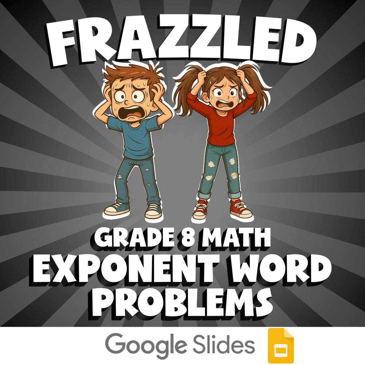 Exponent Word Problems FRAZZLED Math Game - No Prep Grade 8 Review Activity