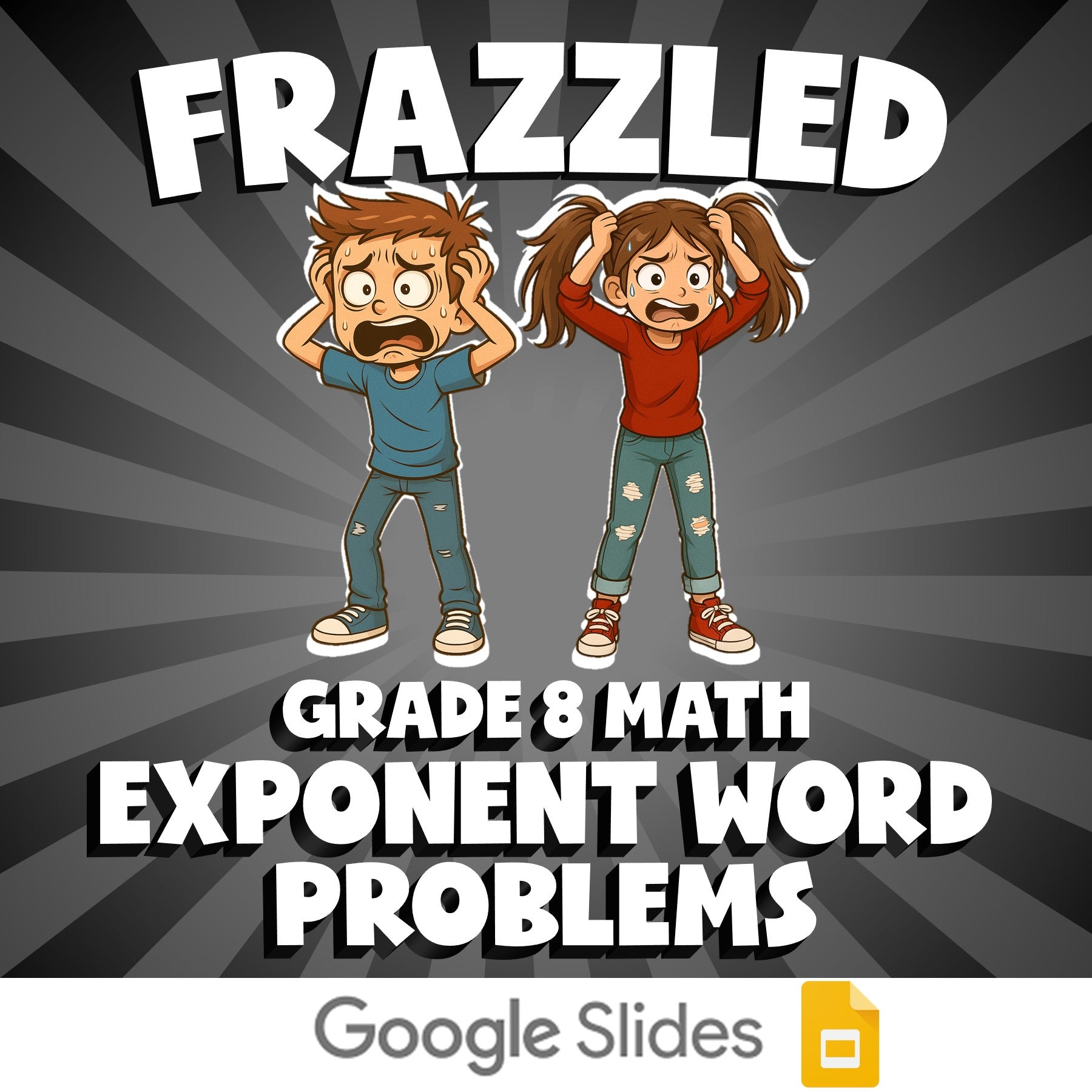 Exponent Word Problems FRAZZLED Math Game - No Prep Grade 8 Review Activity
