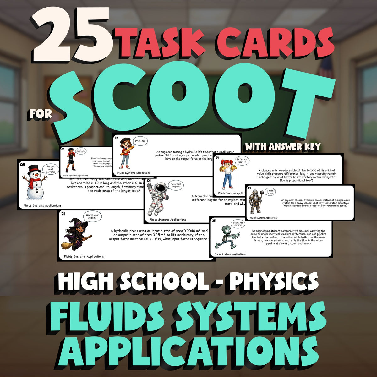 Fluids Systems Applications SCOOT TASK CARDS Science Game - No Prep Physics