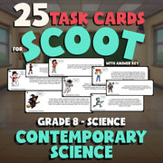 Contemporary Science SCOOT TASK CARDS Science Game - No Prep Grade 8 Review